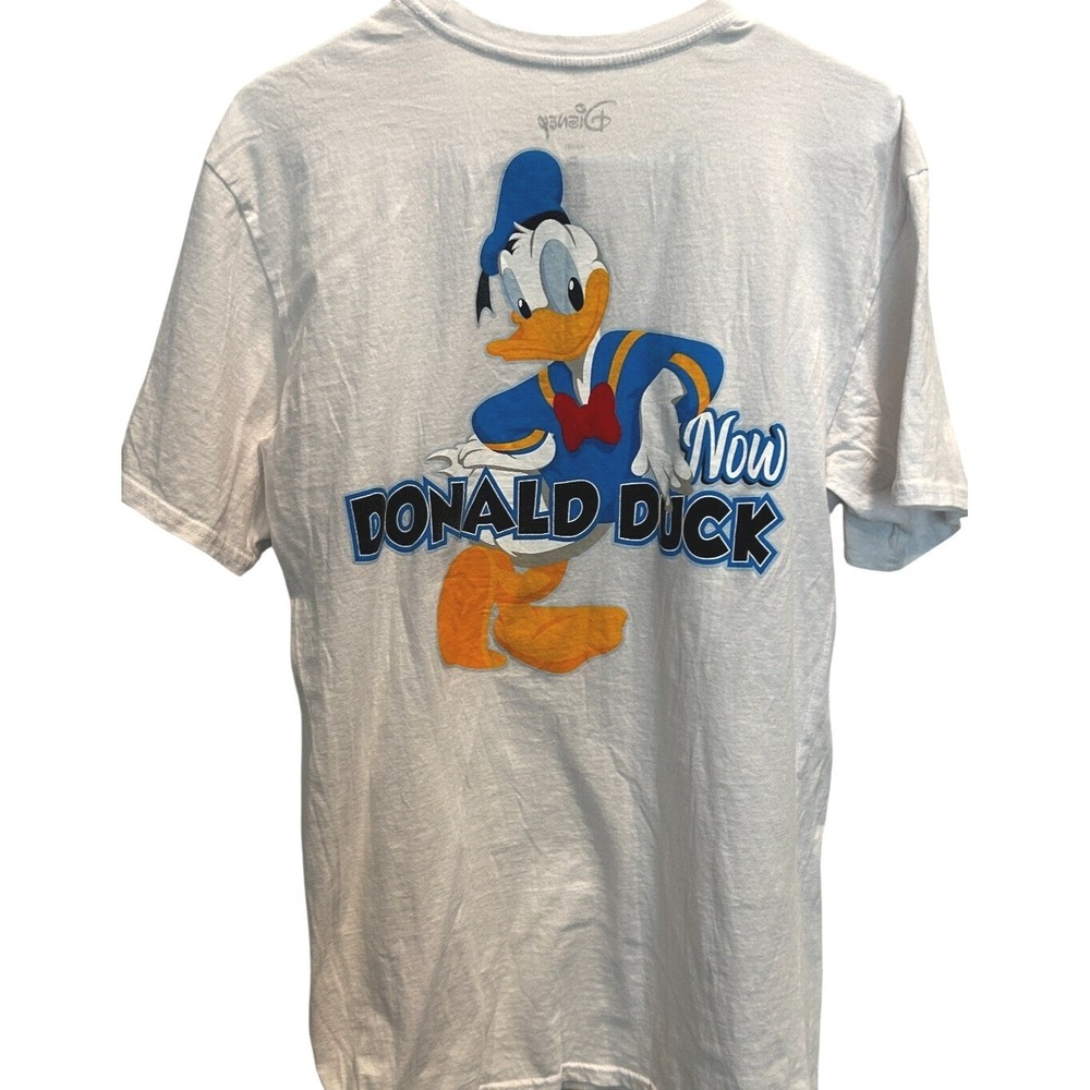 Disney Donald Duck Shirt Medium Mens White 1934 Then Now Double Sided Graphic